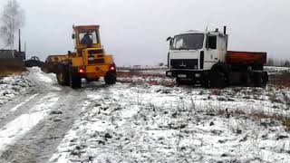 МАЗ с тралом, Амкодор и бездорожье. MAZ, Amkodor and off-road.