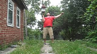 Double kettlebells bottoms up dead muscle snatch- 65,6 kg x 3 (33,2kg+32,4kg).Stacked BUP - 50,5kg×2