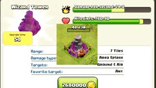 CLASH OF CLANS Wizard Tower Upgrade to level 6 and Attack