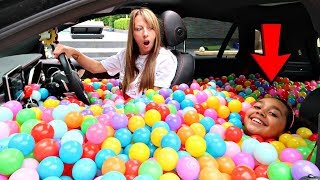 BALL PIT PRANK IN MY MOM'S CAR!!