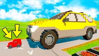 ПОЧЕМУ ОНА ТАКАЯ ОГРОМНАЯ? САМАЯ БОЛЬШАЯ ТАЧКА ПРОТИВ МЕЛКОЙ! КОШКИ МЫШКИ В БРИК РИГС (Brick Rigs)