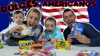 PROBAMOS DULCES AMERICANOS!!! Rainbow Nerds RETO SNACKS AMERICANOS!! TRYING AMERICAN CANDY|