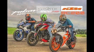2018 KTM RC200 VS NS200 VS RS200 drag race [must watch]