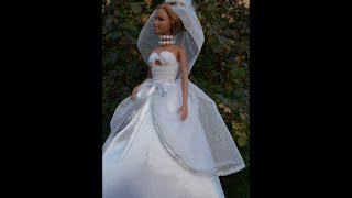 Платье. Белое свадебное платье для куклы. White wedding dress. Weißen Brautkleid.