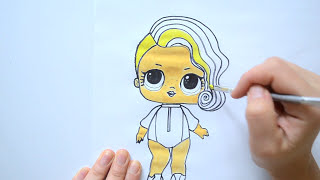 ?‍♀️Как нарисовать Куклу ЛОЛ Серфингистку | LOL Surfer Babe coloring Surprise Doll?‍♀️