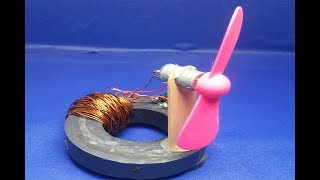 Free energy electricity using magnets motor with fan - Science projects easy at home 2018