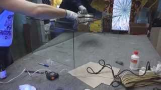 Ультрафиолетовая склейка витрины - УФ клей Спектр К-55Н. UV adhesive Spektrum