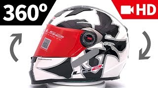 Capacete LS2 FF358 Warrior Preto/Branco Brilho em 360º HD | Grid Motors