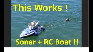 This works !  Fish Finder (Deeper Sonar) + RC Boat!   Fishing gadget experiment.