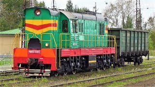 смотрим поезда электрички маневровый тепловоз и грузовой поезд видео про поезда для детей