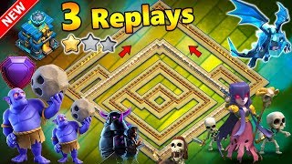 ?3 REPLAYS!?NEW TH12 WAR BASE 2018 ANTI 2 STAR Anti Everything Miner BoWitch Anti Queen Walk Hog