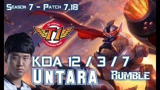 SKT T1 Untara RUMBLE vs RIVEN Top - Patch 7.18 KR Ranked