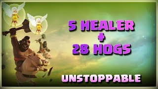 5 Healer + 28 Hogs= Unstoppable | Top 3 Star Attack | TH11 War Strategy #172 | COC 2018 |