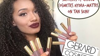 Gerard Cosmetics Hydra-Matte Swatches on Tan Skin!