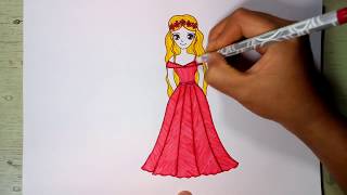 วาดรูปเจ้าหญิงบาร์บี้ใส่ชุดเต้นรำ พร้อมระบายสี