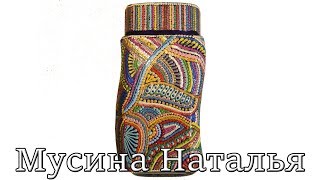 Декор банки из-под кофе. Самый простой рисунок точечной росписью.