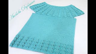Топ спицами. С круглой кокеткой.  Мастер класс. Top knitting