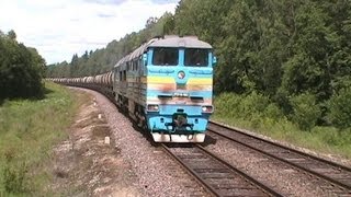 Тепловоз 2ТЭ116-1042 в о.п. Нелиярве / 2TE116-1042 passing Nelijärve stop