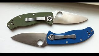 Spyderco Tenacious с синими и зелеными рукоятками