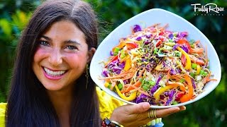 FullyRaw Spicy Sesame Thai Salad! (Raw Vegan Pad Thai)