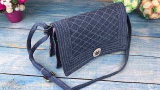 Сумка КЛАТЧ на 3 отдела из джинсов / Fanny Bag