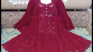 Вяжем крючком - вишневый кардиган . Часть 3