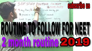 Self study routine for Neet 2019 for 2 months | Routine for 2 months for selection in NEET 2019