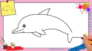 Dessin dauphin 2 FACILE - Comment dessiner dauphin FACILEMENT etape par etape