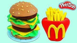 How to Make a Yummy Play Doh McDonalds Big Mac And Fries Pretend Meal!