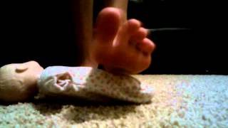 Male Jock feet crushing plush baby doll