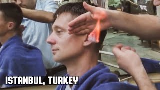 The Turkish Istanbul Grand Bazaar Barber Shop Haircut with Threading, Face Massage, & Hair Singeing