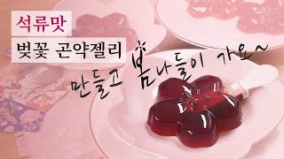 초간단! 상큼한 벚꽃 곤약젤리 만들기 ㅣ석류젤리 ㅣ 벚꽃축제 간식