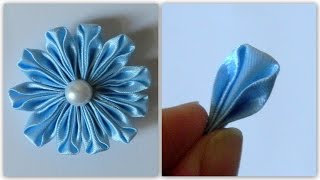 Цветы из лент  Интересный лепесток канзаши