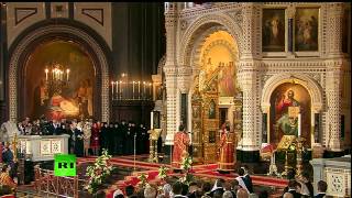 Прямая трансляция пасхального богослужения из храма Христа Спасителя