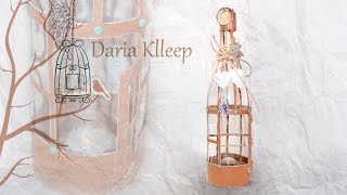 Ночник - светильник "Райские птички" из стеклянной бутылки. / Night light - lamp "Paradise birds"