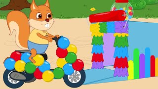 Famille d'Écureuil - Moto De Boules Arc-en-ciel Vidéos Animé 2020 en Français 13+