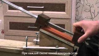 Заточка ножа до строгания волоса на приспособлении
