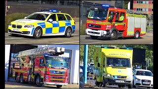 Aerial Ladder & Heavy Rescue Fire Engine + Police Cars & Ambulances Responding in Southampton!
