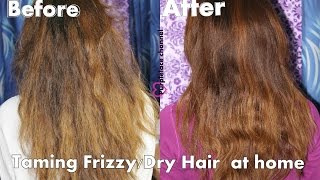 How to tame frizzy hair / Hot oil treatment for frizzy/dry hair