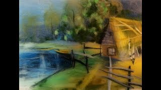 ЖИВОПИСЬ ШЕРСТЬЮ. Мастер-класс "Домик в деревне". Ольга Чепишко