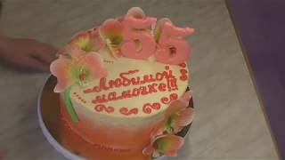 Торт на Юбилей/Торт для женщины на 55 лет/Торт и орхидеи/Юлия Клочкова