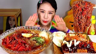 SUB 육회냉면 돈까스 달걀후라이 먹방 Mukbang