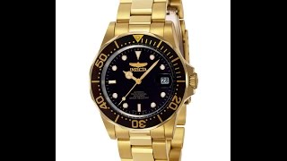 Invicta 8929 Men's Pro Diver Gold Tone Automatic Black Dial Dive Watch Review Video