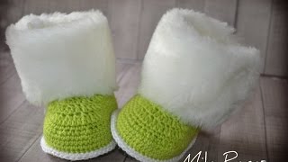 Вяжем детские пинетки крючком "Зимняя сказка". Knit baby booties crochet "Winter's Tale"