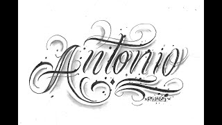 diseño de Letras para tatuar antonio /dibujando chicano lettering/ drawing chicano leterring