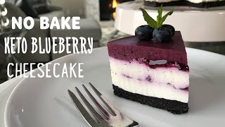 NO BAKE Keto Blueberry Cheesecake