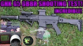 GHK G5 Gas Blowback Rifle Shooting Test!: Chrono, Accuracy, Damage Test
