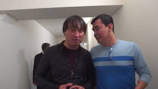 Известные КВН-щики и шоумены Сангаджи Тарбаев и Нурлан Коянбаев посетили матч "Барыс" - "Динамо Мск"