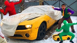 Mr. Joe VS Green Man on Chevy Camaro & Yellow Man VS Red Man! Colored Man on Lamborghini 13+