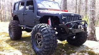 Jeep JK Berserker..Murdered Out!! PURE RC 4x4. Creek Crossing/Trail Run. Axial SCX-10